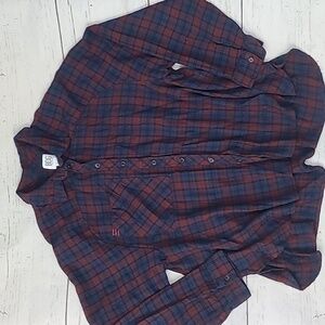 Urban Outfitters BDG Oversized Purple Plaid Buttondown Top Size Small